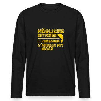 Angeln Bryan - Männer Premium Bio Langarmshirt - Schwarz - Vorne - Nico (187cm)