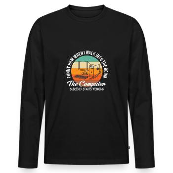 Lustiger Informatiker Spruch, Informatik - Männer Premium Bio Langarmshirt - Schwarz - Vorne - Nico (187cm)