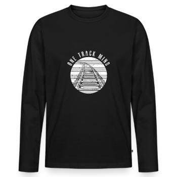 Lokführer Bahn Design I Model Eisenbahn - Männer Premium Bio Langarmshirt - Schwarz - Vorne - Nico (187cm)