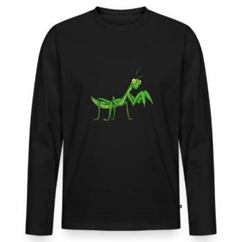 Mante religieuse, collectionneur d’insectes, entomologiste - T-shirt manches longues Premium bio Homme - noir - Devant - Nico (187cm)
