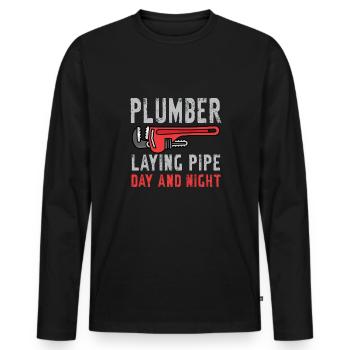 Handwerker Installateur Spruch Klempner - Männer Premium Bio Langarmshirt - Schwarz - Vorne - Nico (187cm)