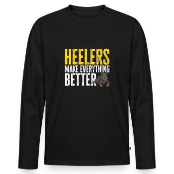 Australian Cattle Dog Red Blue Heeler - Men's Premium Organic Long Sleeve Shirt - black - Front - Nico (187cm)