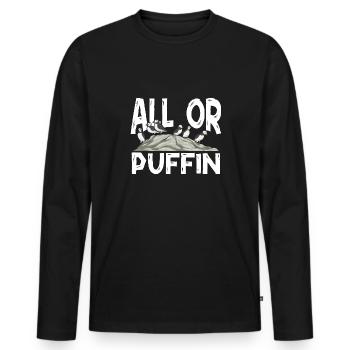 puffin puffin auke birds Lunde - Men's Premium Organic Long Sleeve Shirt - black - Front - Nico (187cm)