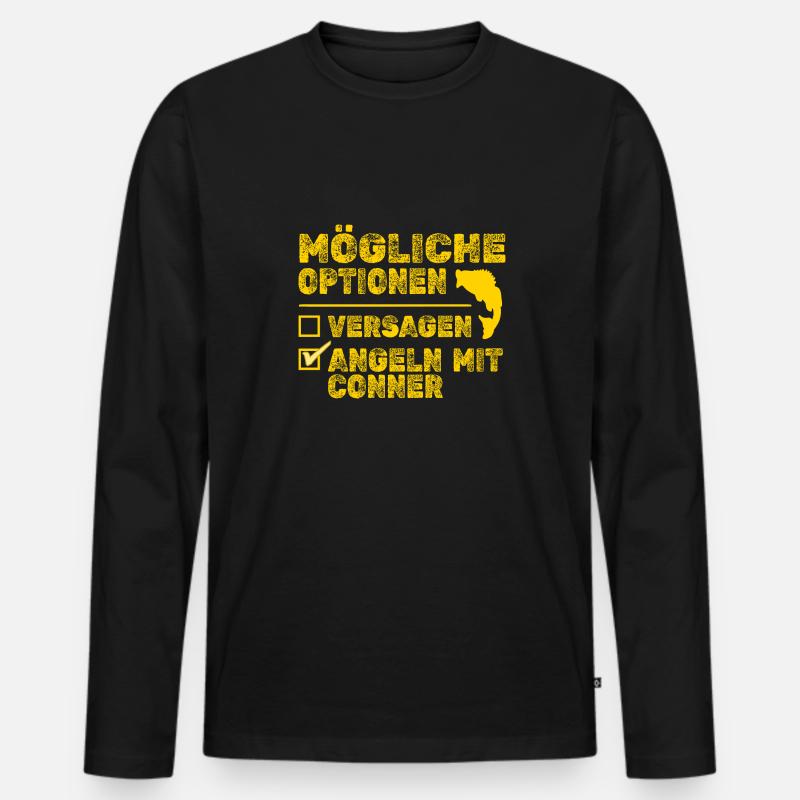 Fisch Conner - Männer Premium Bio Langarmshirt - Schwarz
