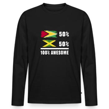 Guyana Flag Guyanese Guyana - Men's Premium Organic Long Sleeve Shirt - black - Front - Nico (187cm)