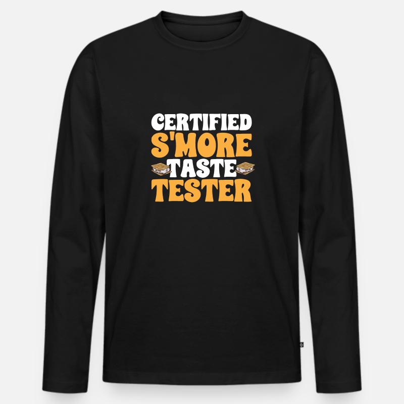 S'more Lagerfeuer Marshmallow Camping - Männer Premium Bio Langarmshirt - Schwarz