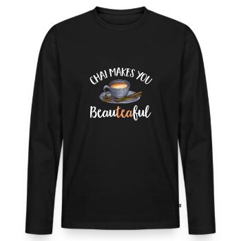 Thé Chai Masala Chai - T-shirt manches longues Premium bio Homme - noir - Devant - Nico (187cm)