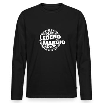 Marcio - Männer Premium Bio Langarmshirt - Schwarz - Vorne - Nico (187cm)