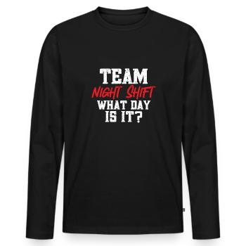 Night Shift Nurse - Men's Premium Organic Long Sleeve Shirt - black - Front - Nico (187cm)