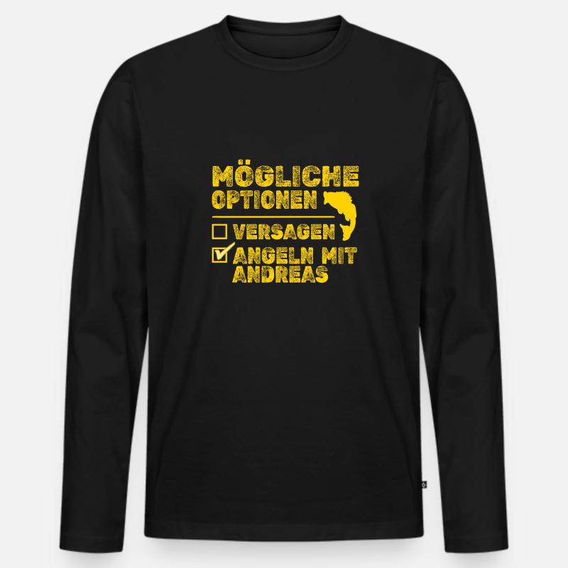 Andreas als Andreas - Männer Premium Bio Langarmshirt - Schwarz