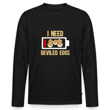 Stuffed Eggs Deviled Eggs - Men's Premium Organic Long Sleeve Shirt - black - Front - Nico (187cm)