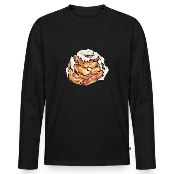 Rouleau à la cannelle - T-shirt manches longues Premium bio Homme - noir - Devant - Nico (187cm)