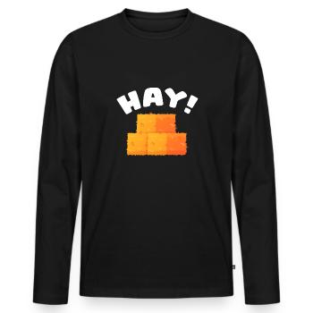 Hay Straw Farmer Hay Baling Farm Worker Farming - Men's Premium Organic Long Sleeve Shirt - black - Front - Nico (187cm)