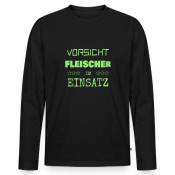 Vocation Butcher - Men's Premium Organic Long Sleeve Shirt - black - Front - Nico (187cm)