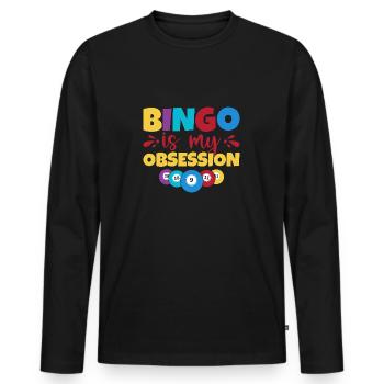 Jeu de bingo Bingo est mon obsession Bingo - T-shirt manches longues Premium bio Homme - noir - Devant - Nico (187cm)