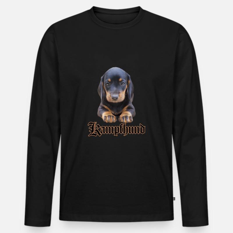 Dackel Kampfhund - Männer Premium Bio Langarmshirt - Schwarz