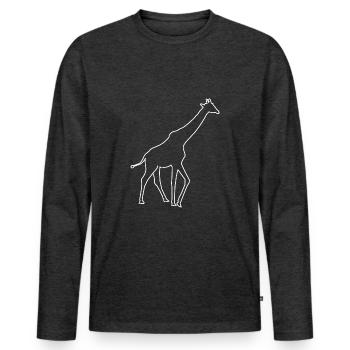 Girafe - T-shirt manches longues Premium bio Homme - anthracite chiné - Devant - Nico (187cm)