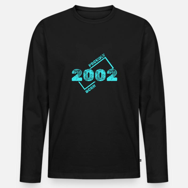 Jahr 2002 - Männer Premium Bio Langarmshirt - Schwarz