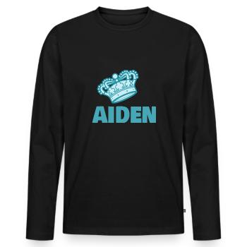 Crown Aiden - Men's Premium Organic Long Sleeve Shirt - black - Front - Nico (187cm)