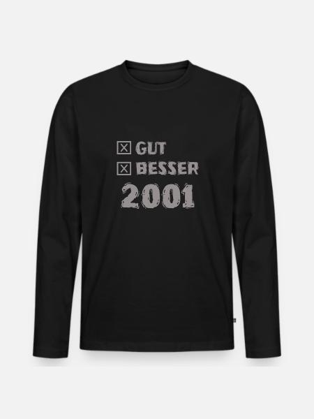 Jahr 2001 - Männer Premium Bio Langarmshirt - Schwarz