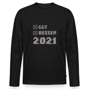 2021 - Männer Premium Bio Langarmshirt - Schwarz - Vorne - Nico (187cm)