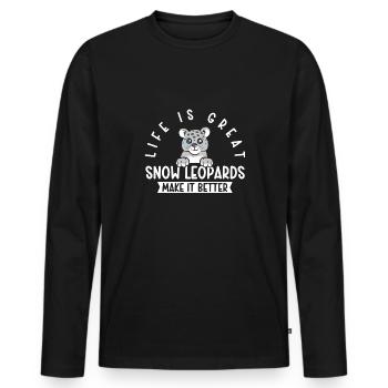Schneeleopard - Männer Premium Bio Langarmshirt - Schwarz - Vorne - Nico (187cm)