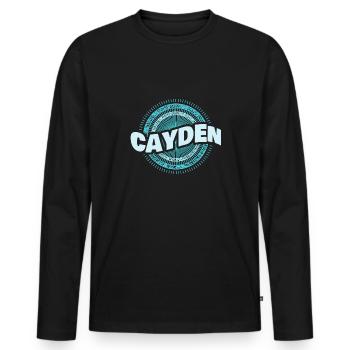 Cayden als Geschenkidee - Männer Premium Bio Langarmshirt - Schwarz - Vorne - Nico (187cm)