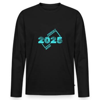 Geschenkidee 2025 - Männer Premium Bio Langarmshirt - Schwarz - Vorne - Nico (187cm)