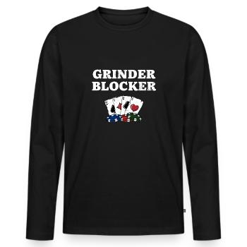 Grinder Blocker Poker Card Games Poker Player - Men's Premium Organic Long Sleeve Shirt - black - Front - Nico (187cm)