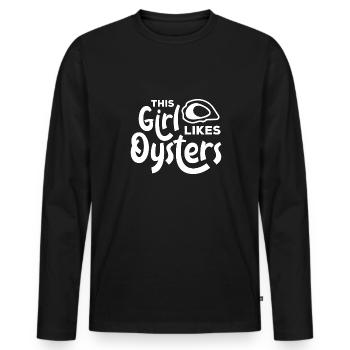 Fille aime les huîtres Fruits de mer Nature Animal - T-shirt manches longues Premium bio Homme - noir - Devant - Nico (187cm)