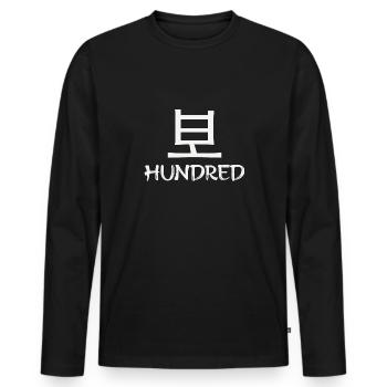 Hundred - Japanese birthday shirt - Men's Premium Organic Long Sleeve Shirt - black - Front - Nico (187cm)