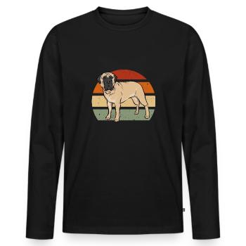 Mastiff Chien Vieux Mastiff anglais - T-shirt manches longues Premium bio Homme - noir - Devant - Nico (187cm)