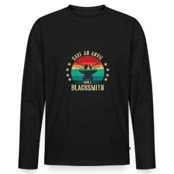 Lustiger Schmied Spruch & Schmieden - Männer Premium Bio Langarmshirt - Schwarz - Vorne - Nico (187cm)