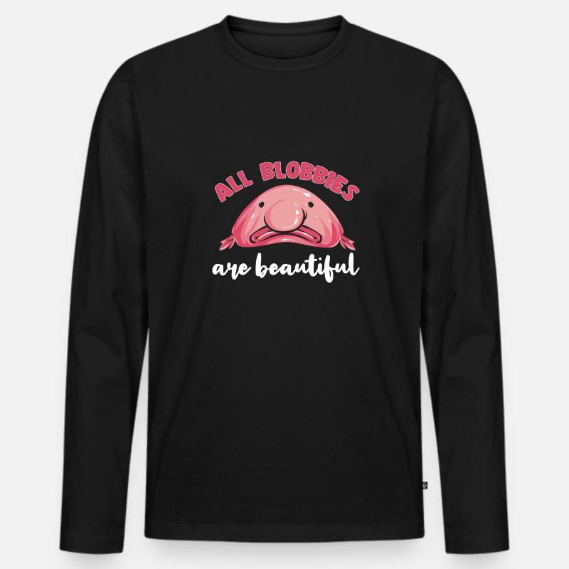 Blobfisch - Männer Premium Bio Langarmshirt - Schwarz