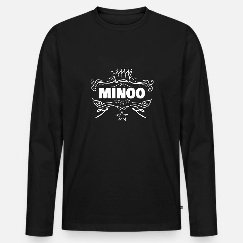 Mädchenname Minoo - Männer Premium Bio Langarmshirt - Schwarz