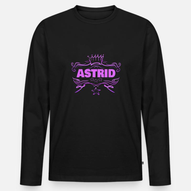 Astrid - Männer Premium Bio Langarmshirt - Schwarz