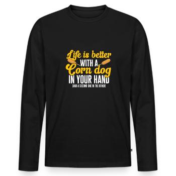 Corn Dog Corndog - Men's Premium Organic Long Sleeve Shirt - black - Front - Nico (187cm)