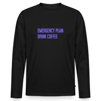 Kaffee-Notfallplan - Männer Premium Bio Langarmshirt - Schwarz - Vorne - Nico (187cm)
