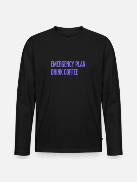 Kaffee-Notfallplan - Männer Premium Bio Langarmshirt - Schwarz