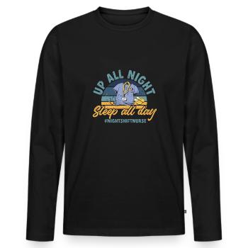 Night Shift Nurse - Men's Premium Organic Long Sleeve Shirt - black - Front - Nico (187cm)