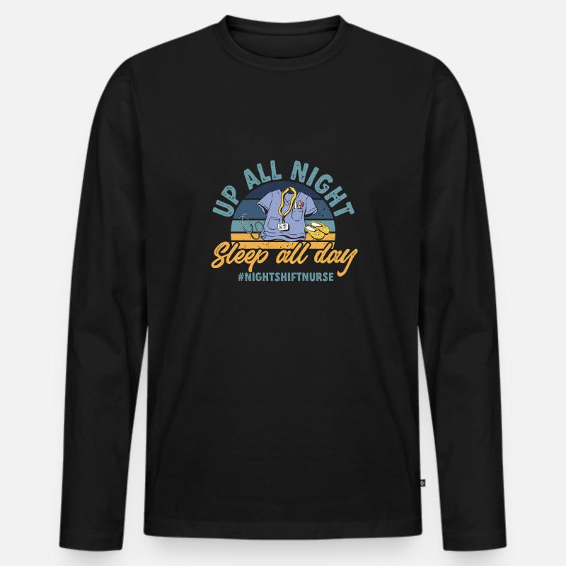 Nachtschicht Krankenschwester - Männer Premium Bio Langarmshirt - Schwarz