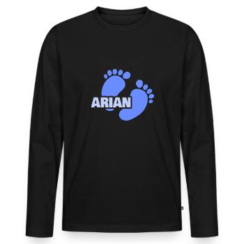 Geburt Arian - Männer Premium Bio Langarmshirt - Schwarz - Vorne - Nico (187cm)