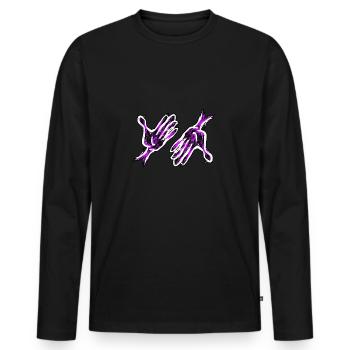 lila Hand Hände - Männer Premium Bio Langarmshirt - Schwarz - Vorne - Nico (187cm)