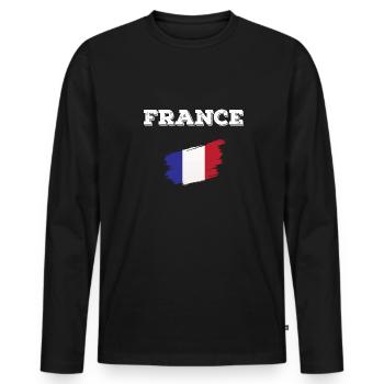 Français du drapeau Français de la France - T-shirt manches longues Premium bio Homme - noir - Devant - Nico (187cm)