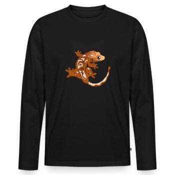 Kronengecko Eidechse Reptil Herpetologe - Männer Premium Bio Langarmshirt - Schwarz - Vorne - Nico (187cm)