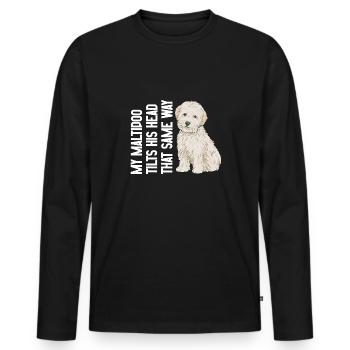 Chien Maltipoo - T-shirt manches longues Premium bio Homme - noir - Devant - Nico (187cm)