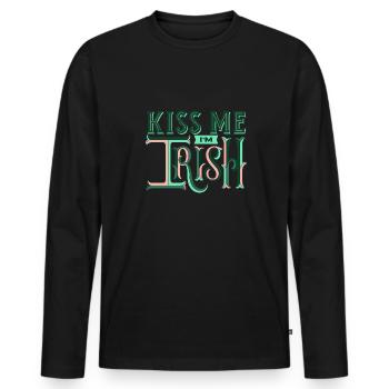Kiss Me I`m IRISH - Männer Premium Bio Langarmshirt - Schwarz - Vorne - Nico (187cm)
