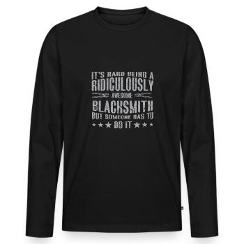 Lustiger Schmied Spruch & Schmieden - Männer Premium Bio Langarmshirt - Schwarz - Vorne - Nico (187cm)