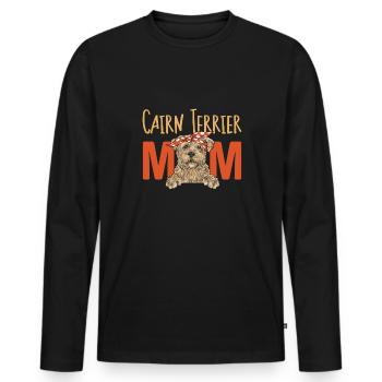 Cairn Terrier Chien - T-shirt manches longues Premium bio Homme - noir - Devant - Nico (187cm)