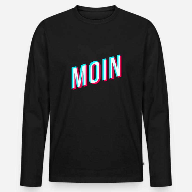 Moin | Glitcheffekt | Tiktok - Männer Premium Bio Langarmshirt - Schwarz